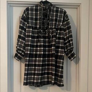 Topshop Plaid Black and White Tunic/Mini Dress